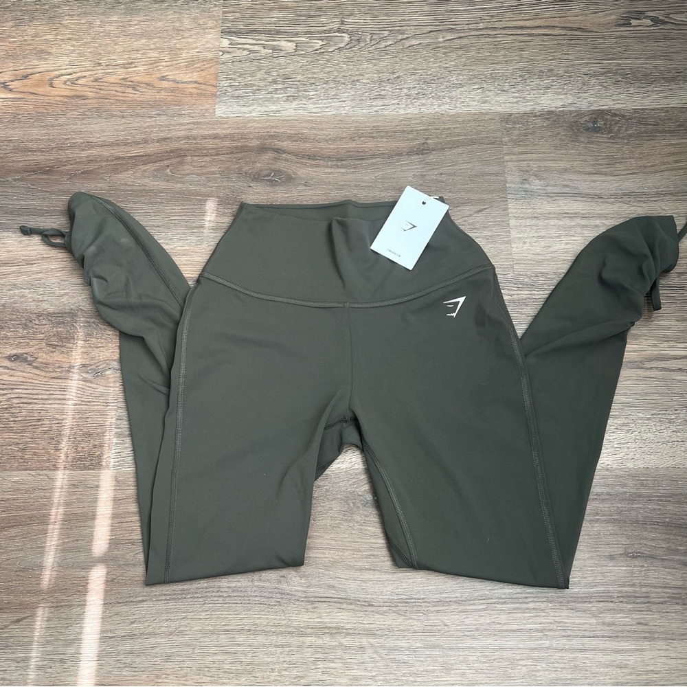Gymshark Ribbon Ankle Olive Green Leggings - Picture 4 of 10